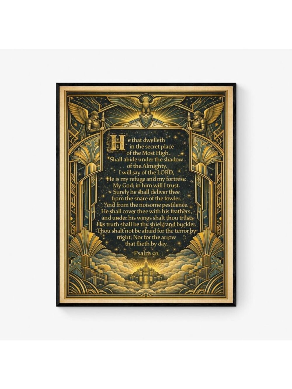 Inspirational Bible Verse Wall Art | Psalm 91 Scripture Decor | Christian Home